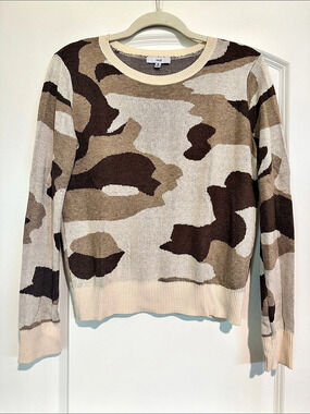 FATE Camo Crewneck Sweater in Brown & Beige Size Medium